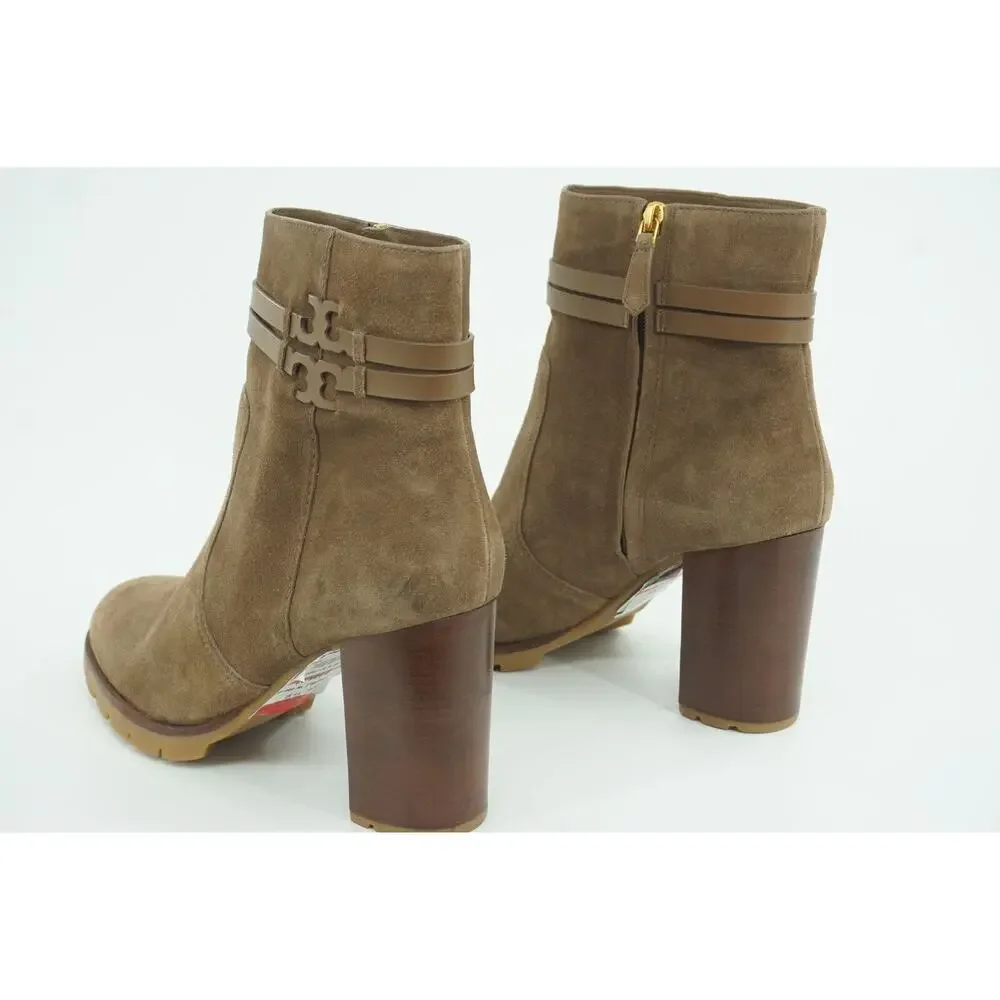 Tory Burch Leigh Suede Lace Up High Heel Ankle Boots SZ 11 Lug Logo $495